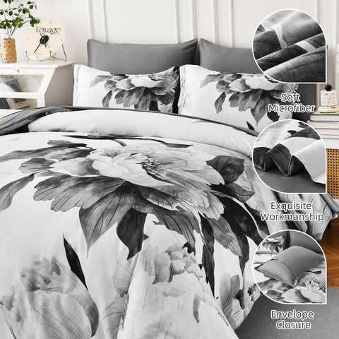 Dobuyly Grey Queen Comforter Set flat sheet for a soft, cozy sleeping surface.