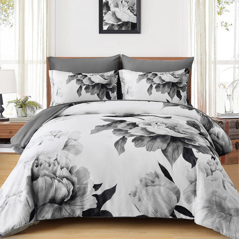 Dobuyly Grey Queen Comforter Set with floral design adds fresh style to your bedroom.