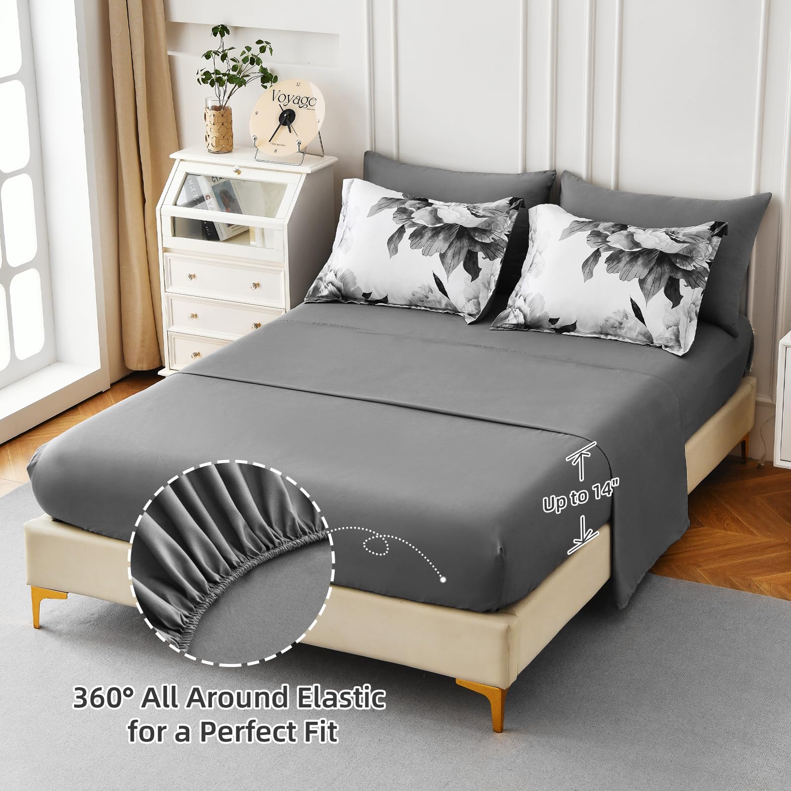Dobuyly Grey Queen Comforter Set pillow shams for a coordinated, hotel-inspired look.