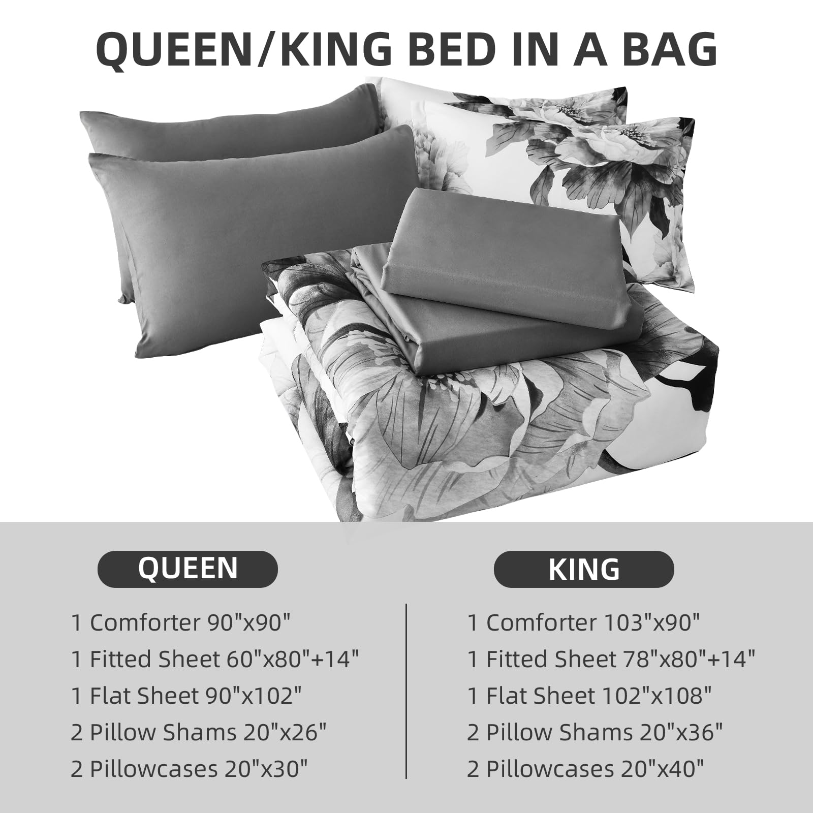 Dobuyly Grey Queen Comforter Set pillowcases complete the bed-in-a-bag set.