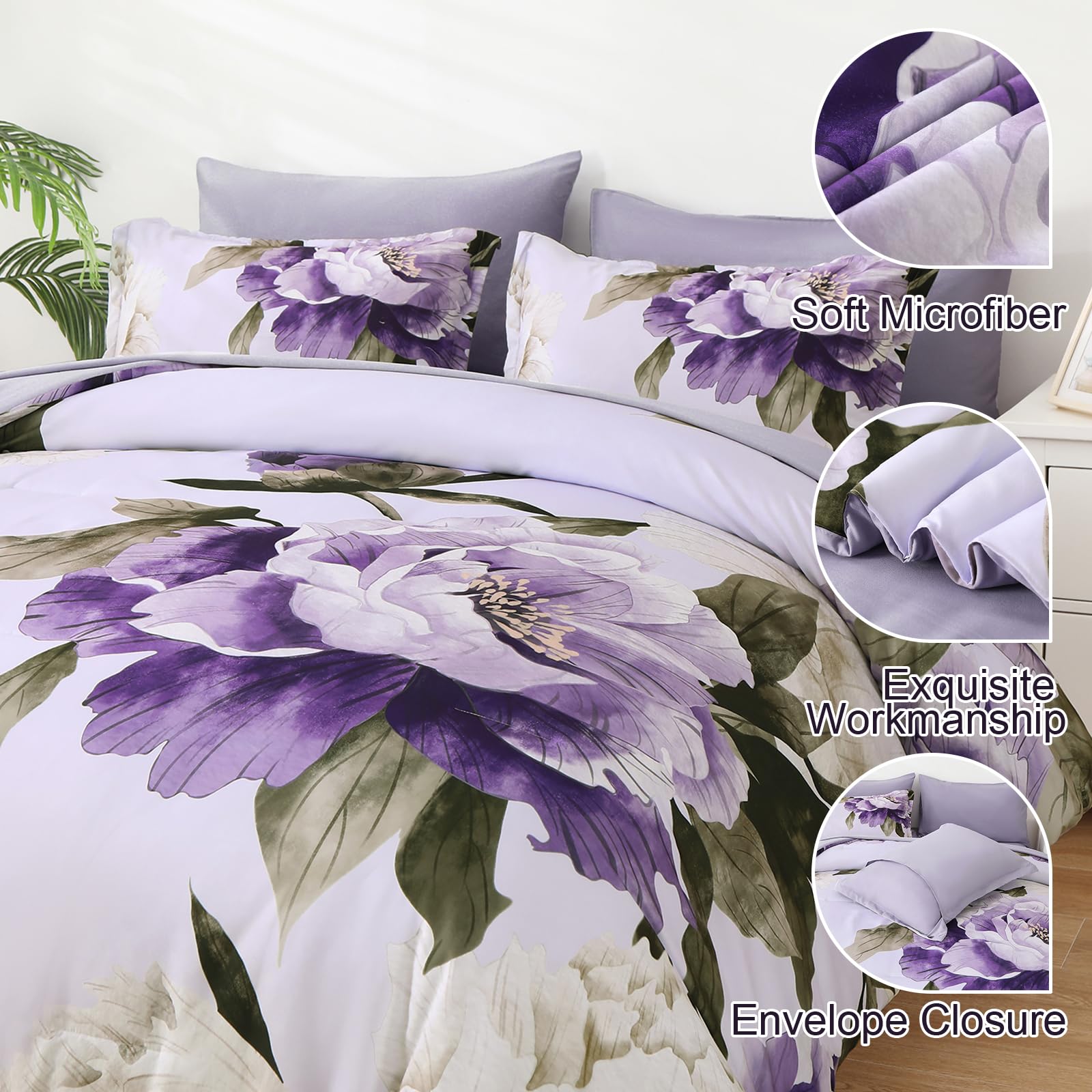 Dobuyly Purple Queen pillow shams completing a coordinated look