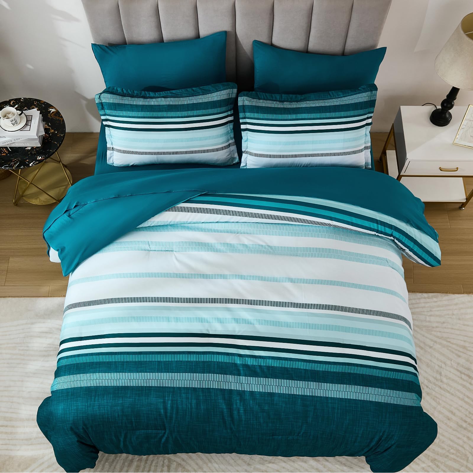 Dobuyly Teal Queen flat sheet close-up shows smooth microfiber drape.