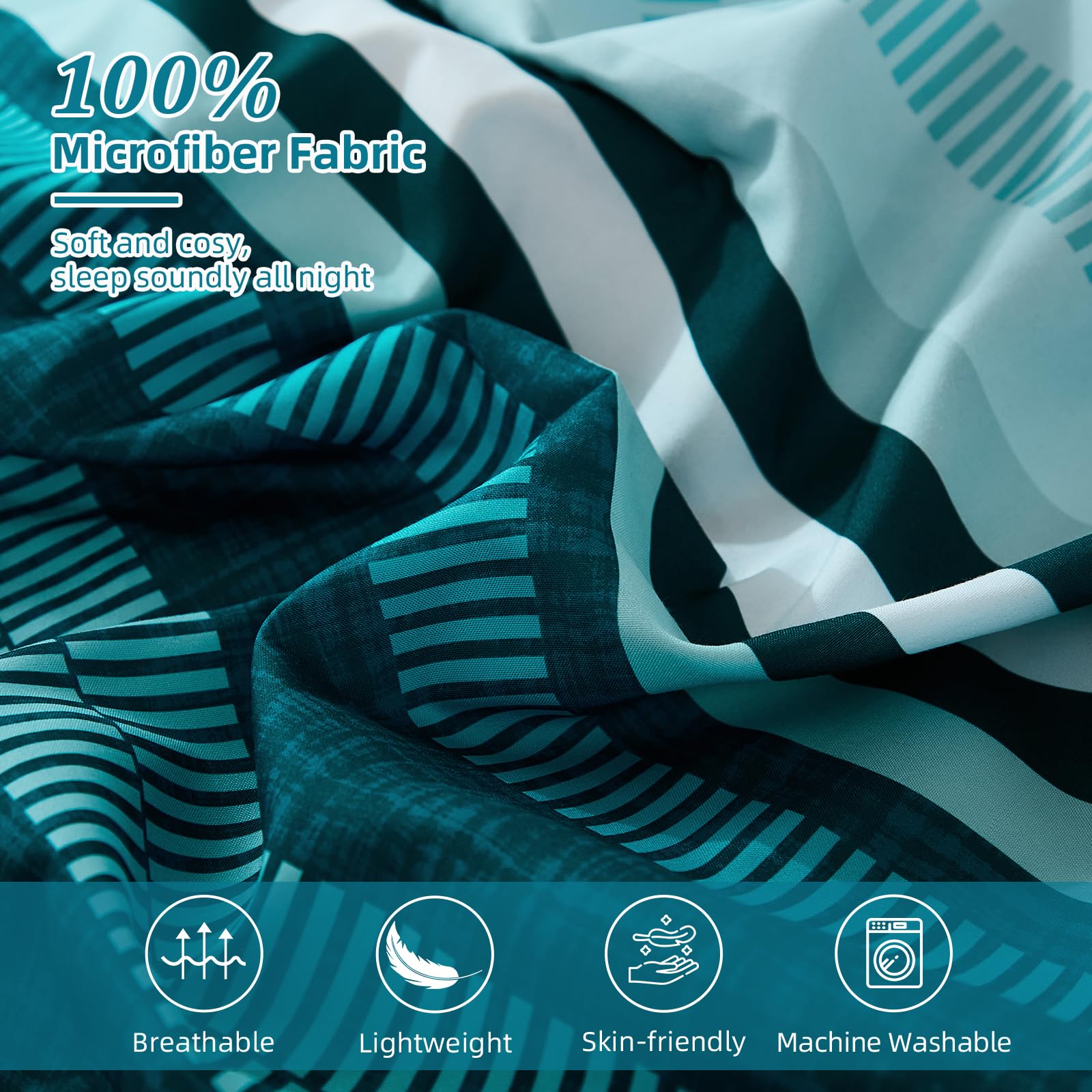 Dobuyly Teal Queen microfiber close-up emphasizes softness and durability.