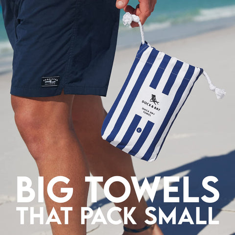 Dock and Bay towel packed in included carrying bag.
