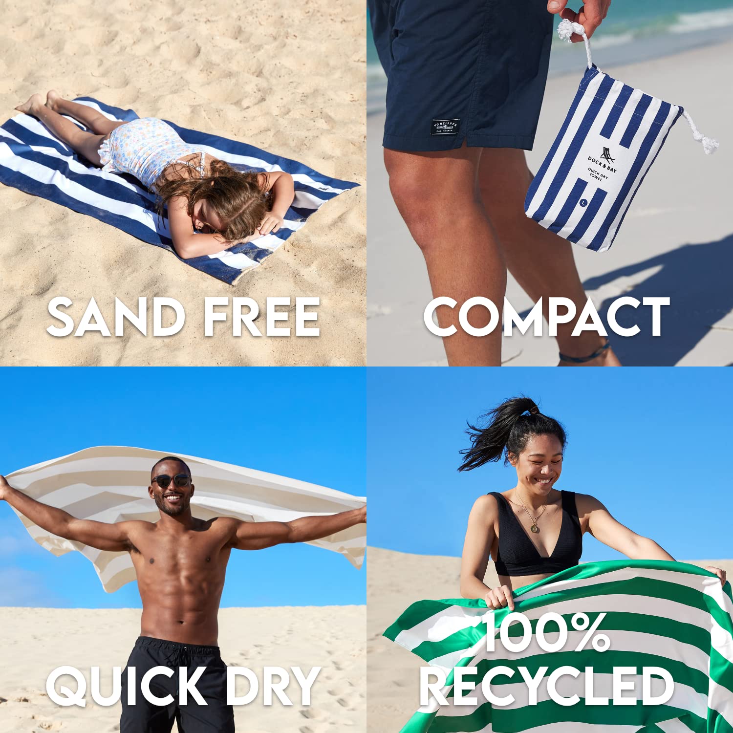 Dock & Bay 100% recycled material towel, soft and eco-friendly.