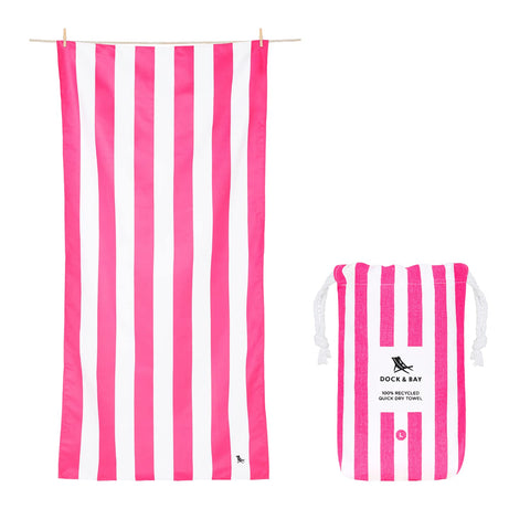 Dock & Bay cabana pink towel large, quick-drying and sand-free for beach days.