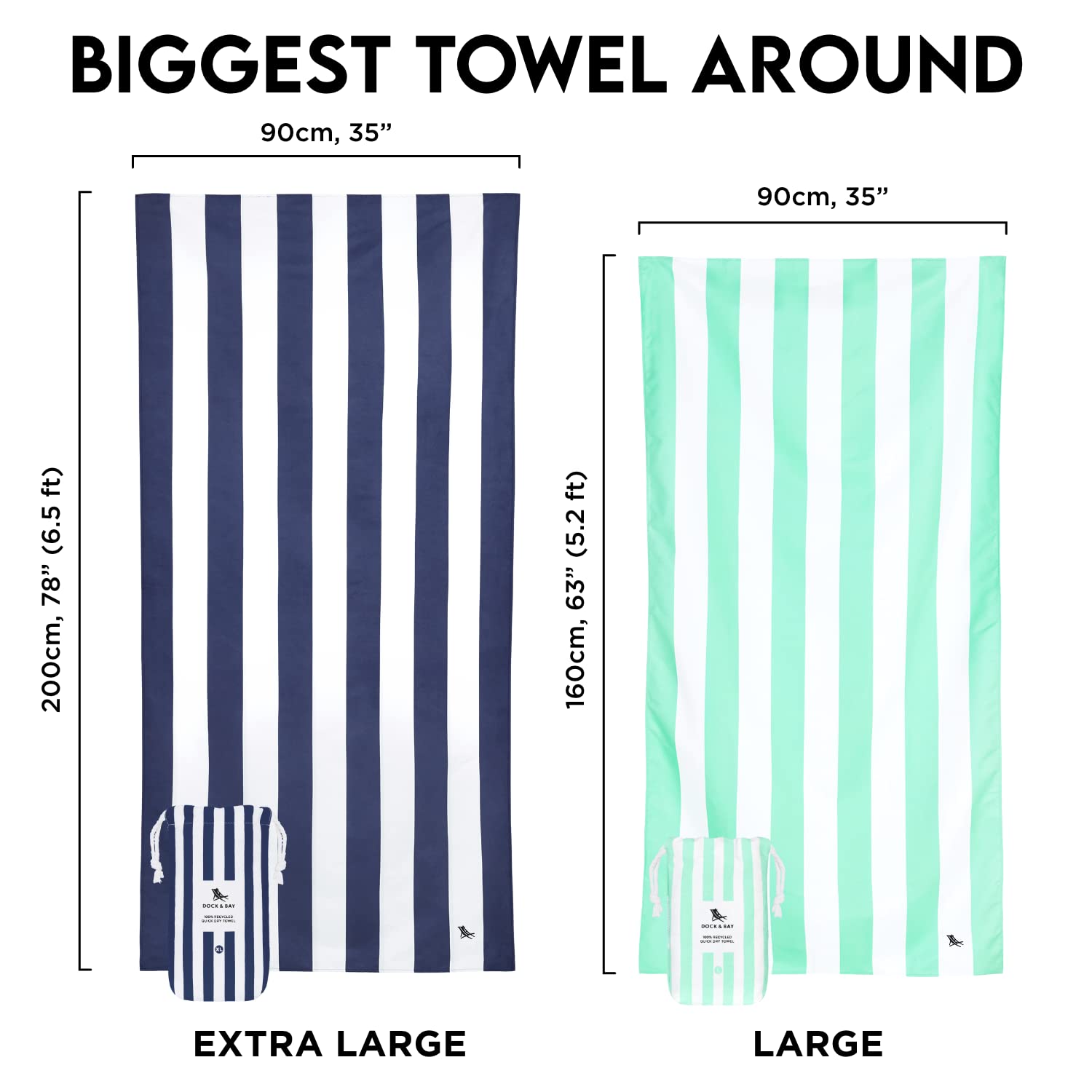 Dock & Bay quick-dry towel, compact and lightweight for travel.