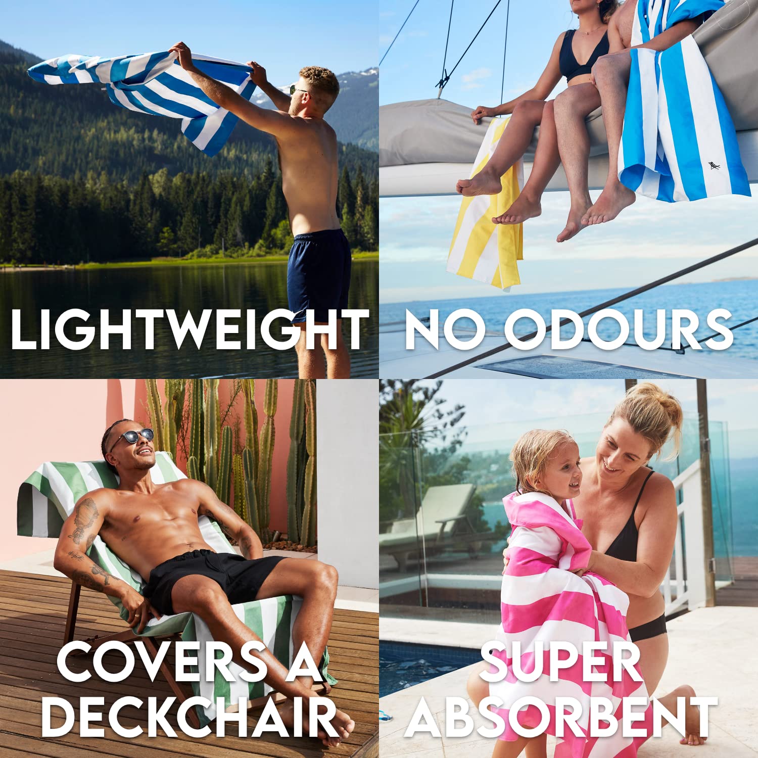 Dock & Bay sand-free towel, shakes clean to drop sand at the shore.