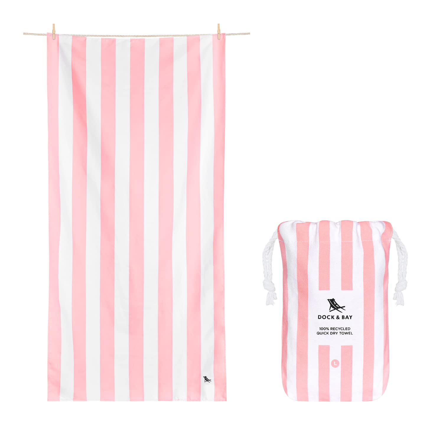 Dock & Bay cabana light Malibu pink towel for beach lounging and quick drying