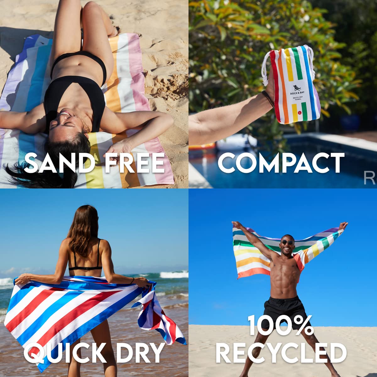 Dock & Bay unicorn waves towel large size ideal for sunbathing