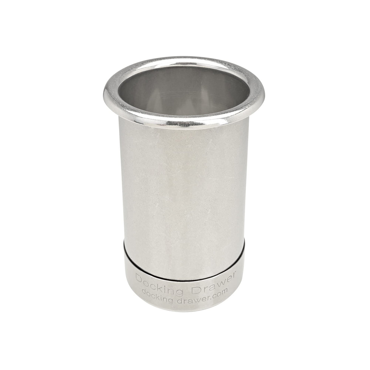 Docking Drawer 3in stainless steel canister closed, safe hot tool storage.