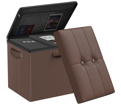 DocSafe fireproof ottoman lid closed with hidden storage.