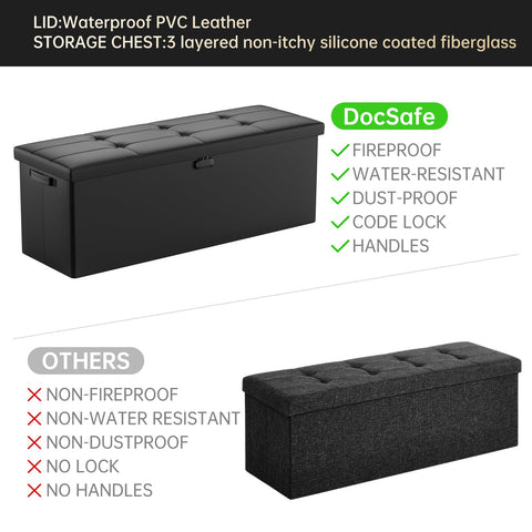 DocsSafe 160L hidden storage space keeps blankets and items neatly tucked away.