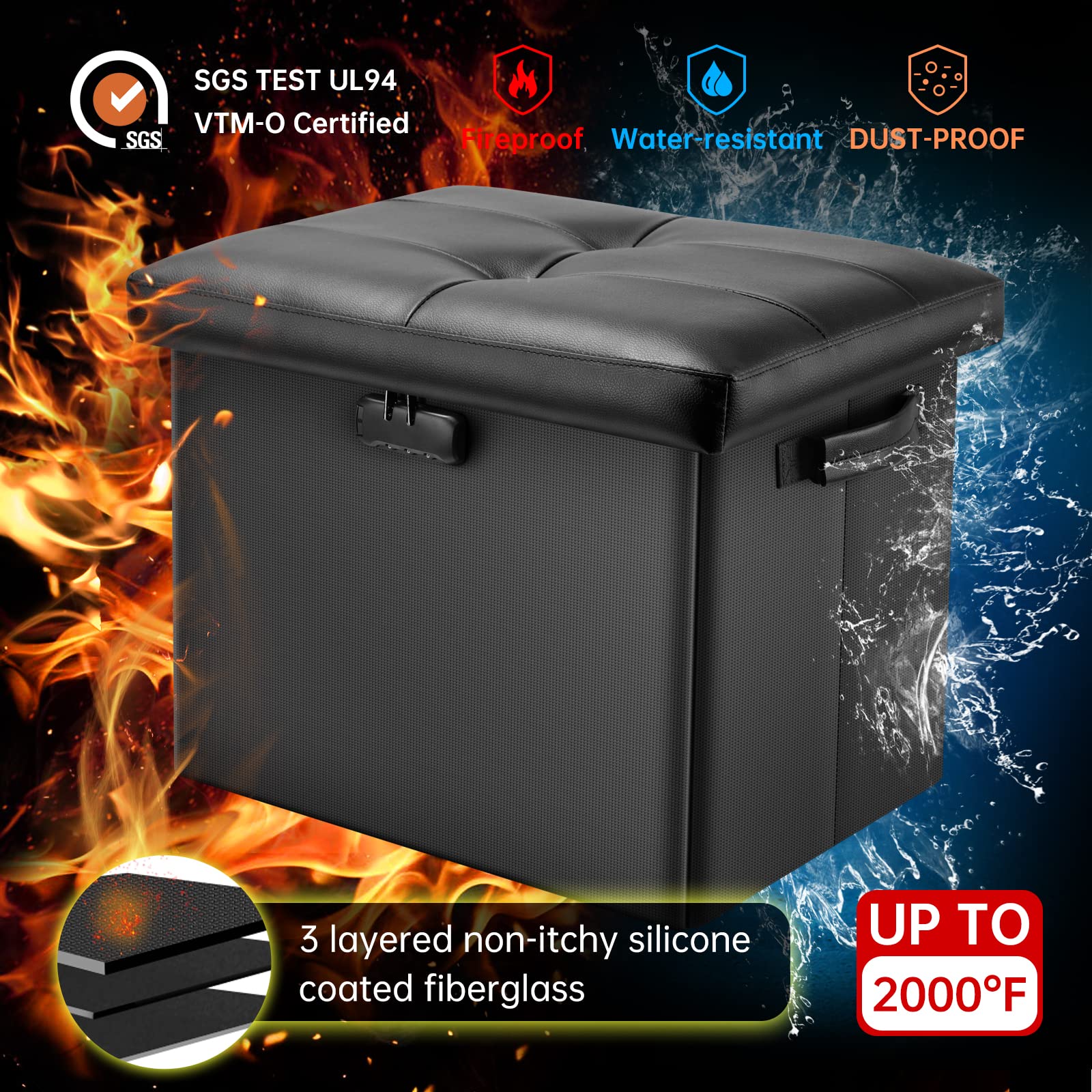 DocSafe ottoman lock system adds private security for stored items