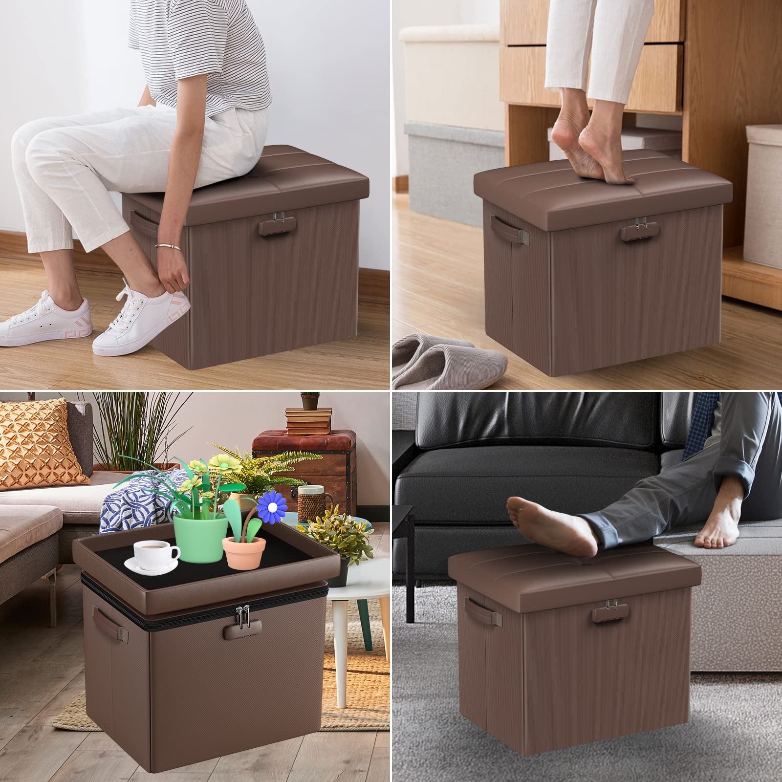 DocSafe leather seat ottoman with dust-proof surface for easy cleaning.