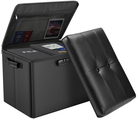 DocSafe storage ottoman with lock secures important items in the entryway
