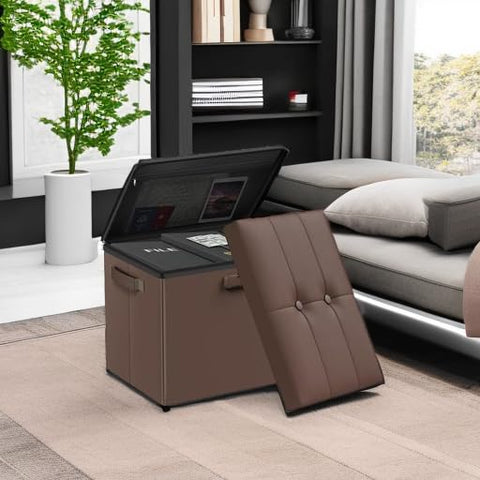DocSafe multipurpose ottoman supports seating, storage, and table use.