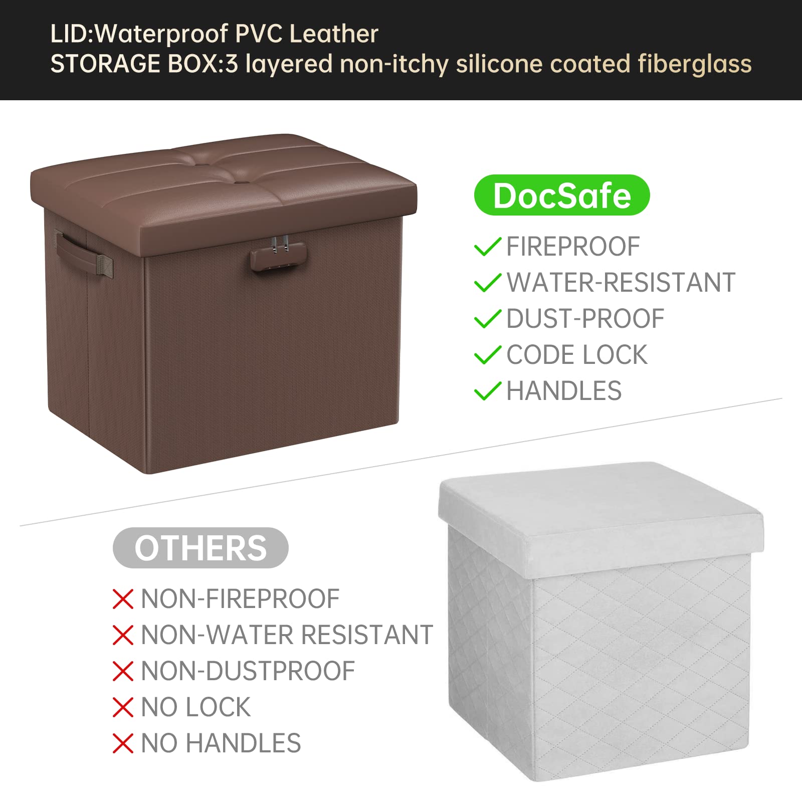 DocSafe sturdy-base ottoman supports up to 440 lbs.