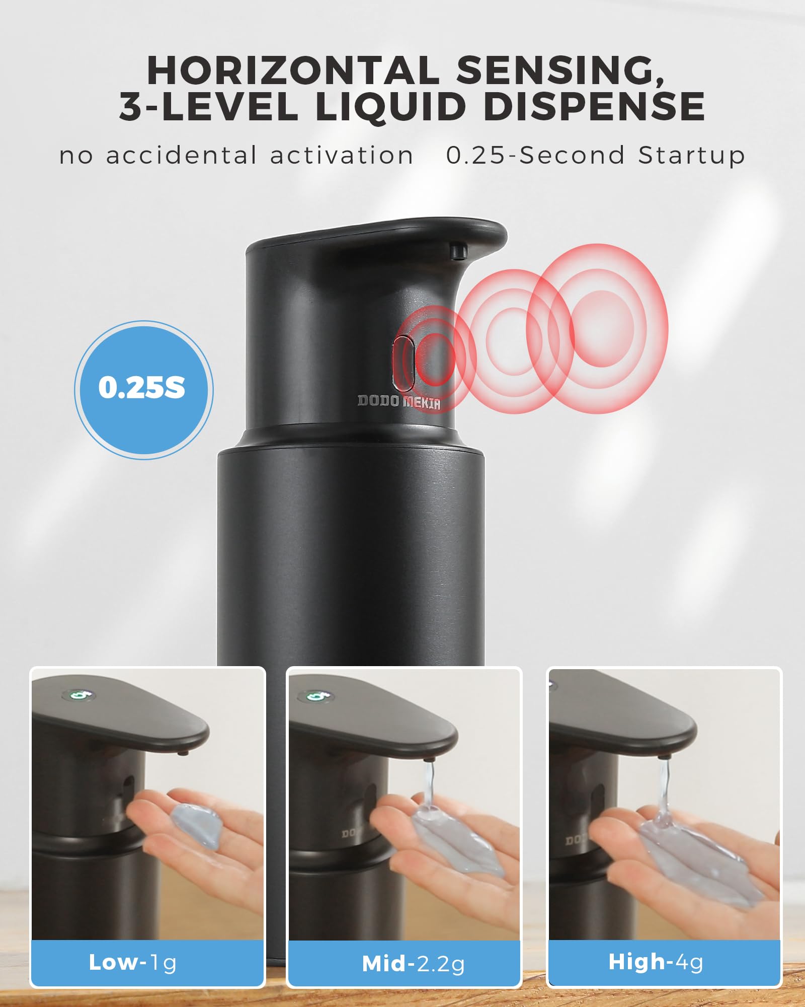 DODO MEKIA 16.2oz bottle with transparent window for quick refills.