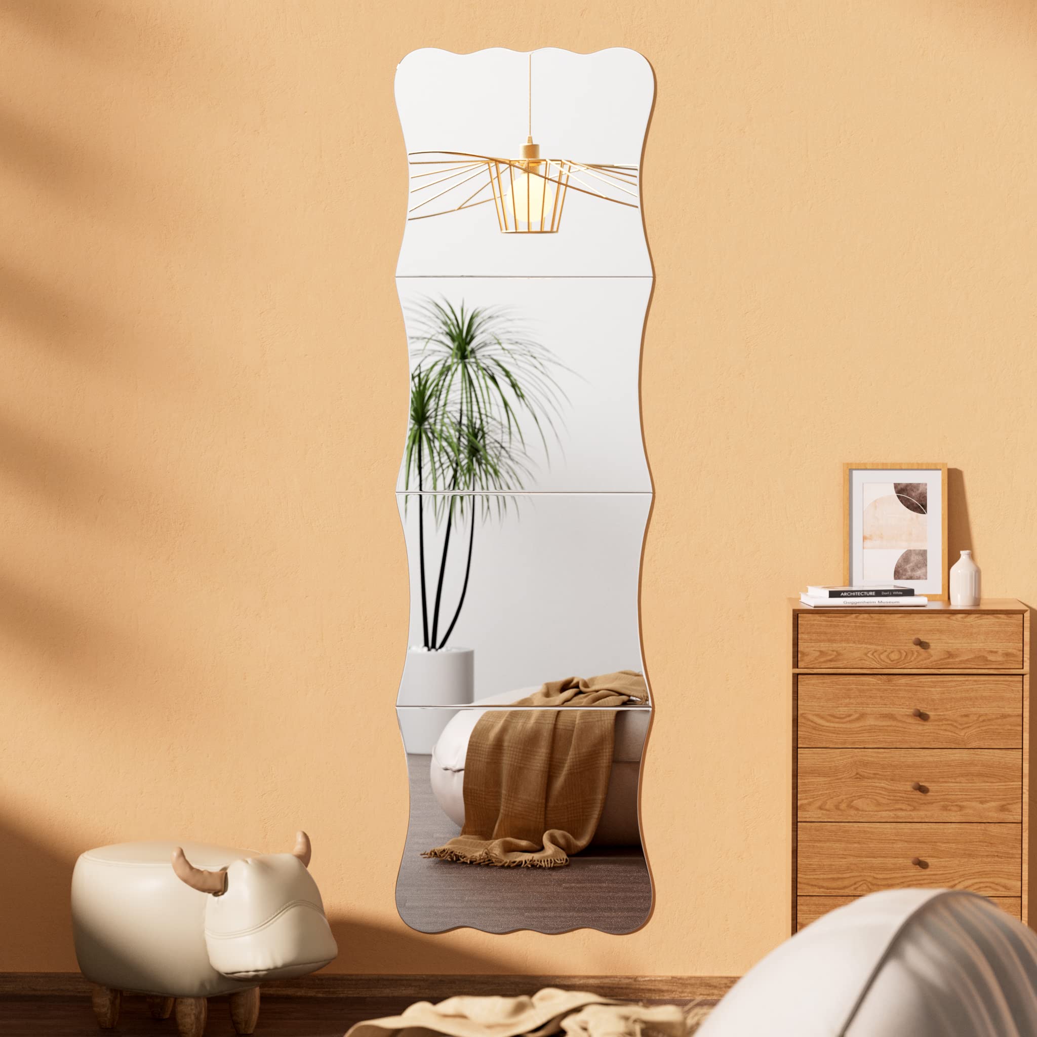Doeean Wavy acrylic mirror offers unbreakable safety for kids' play areas and dorms.