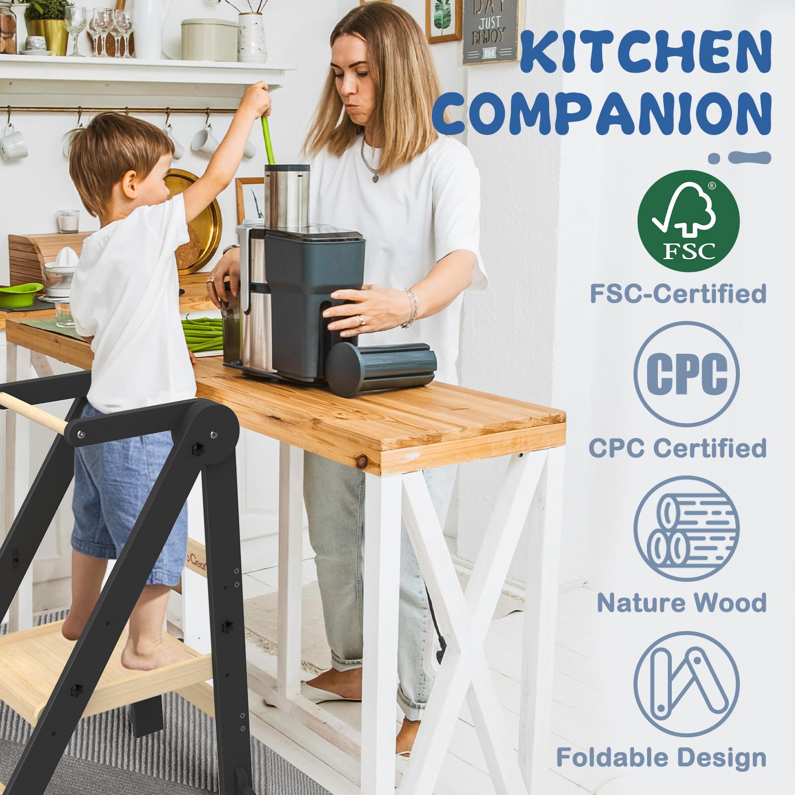Doerpuz toddler stool set at 3-height adjustments for growing kids