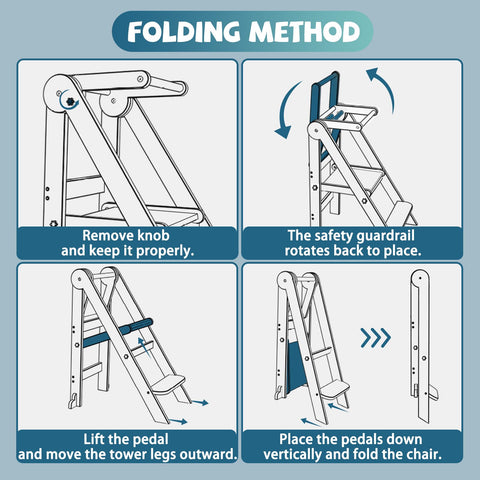 Doerpuz toddler tower safety rails keep little ones secure during tasks.