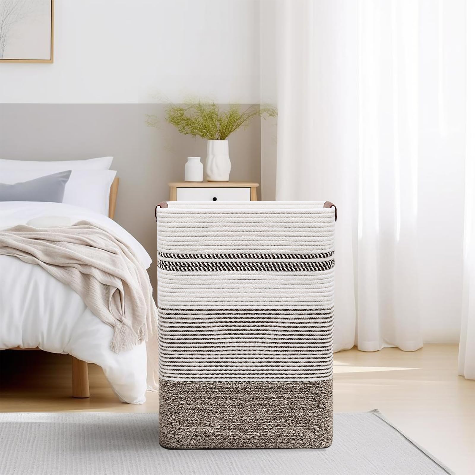DOFASAYI large basket supports living room organization and blanket storage