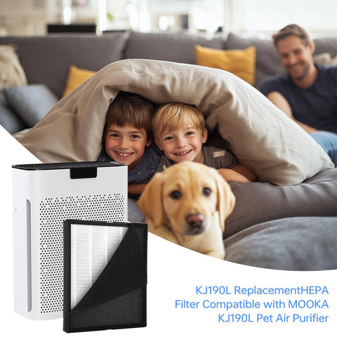 Doifyn KJ190L washable pre-filters 4-pack capture pet hair and dander for cleaner air.