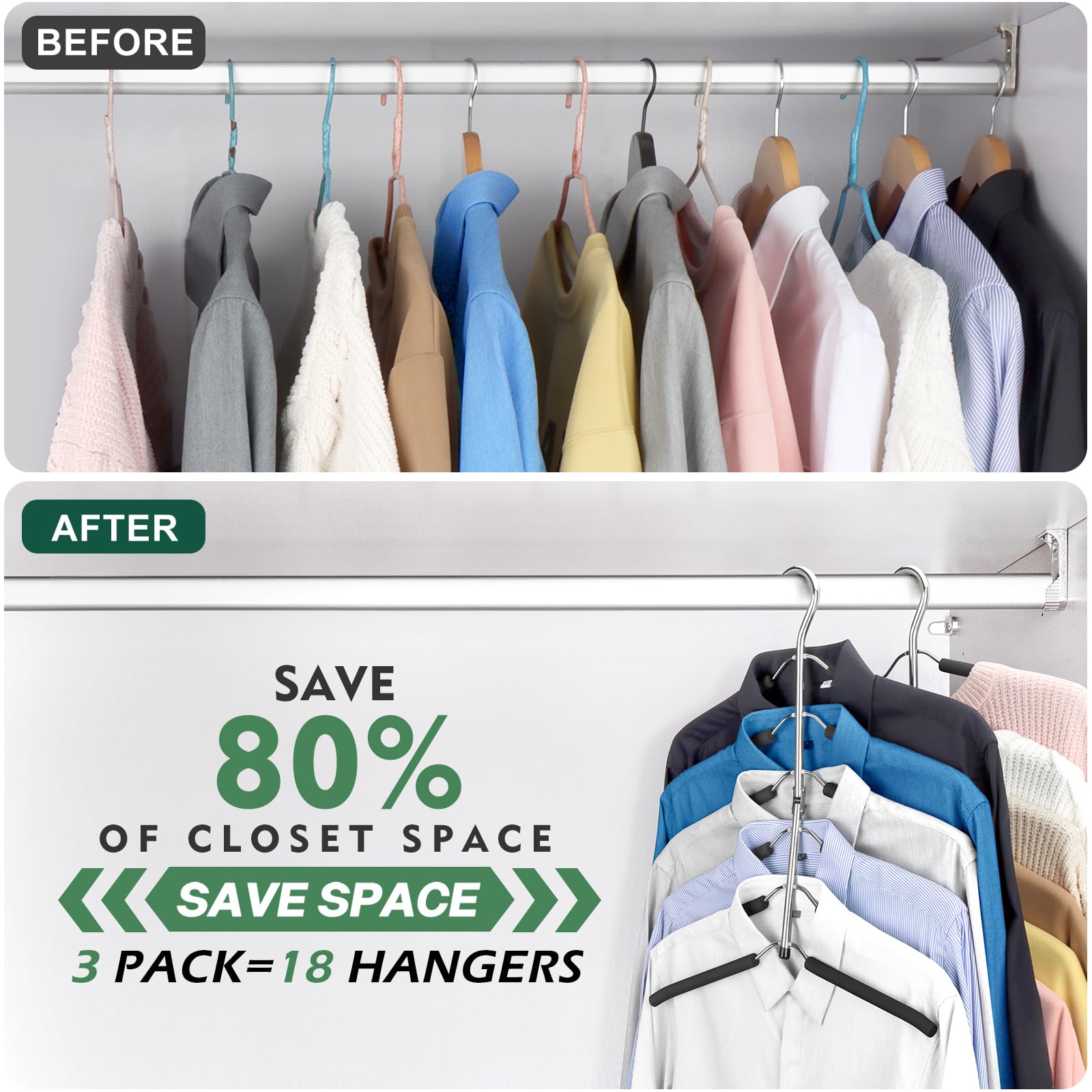 DOIOWN 360-degree swivel and foldable arms enable easy access to clothes.