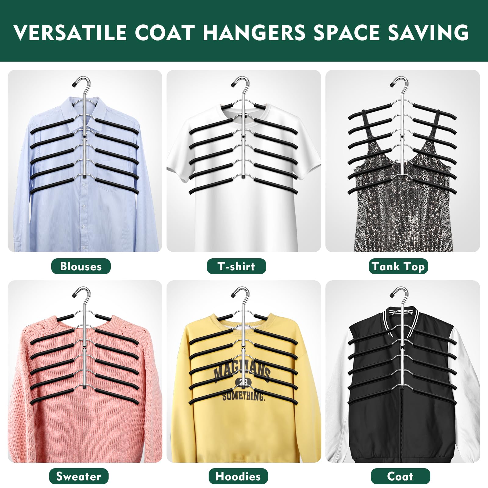 DOIOWN black metal hangers provide sturdy, long-lasting closet storage.