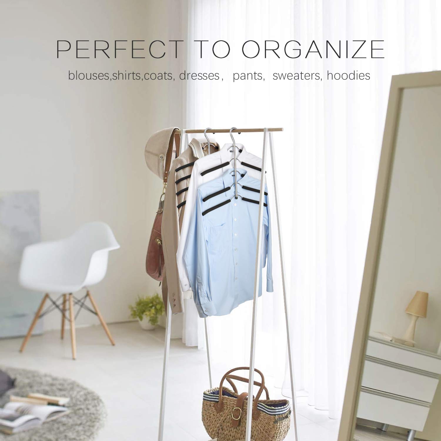 DOIOWN five-tier foam padded arms save closet space and organize outfits.