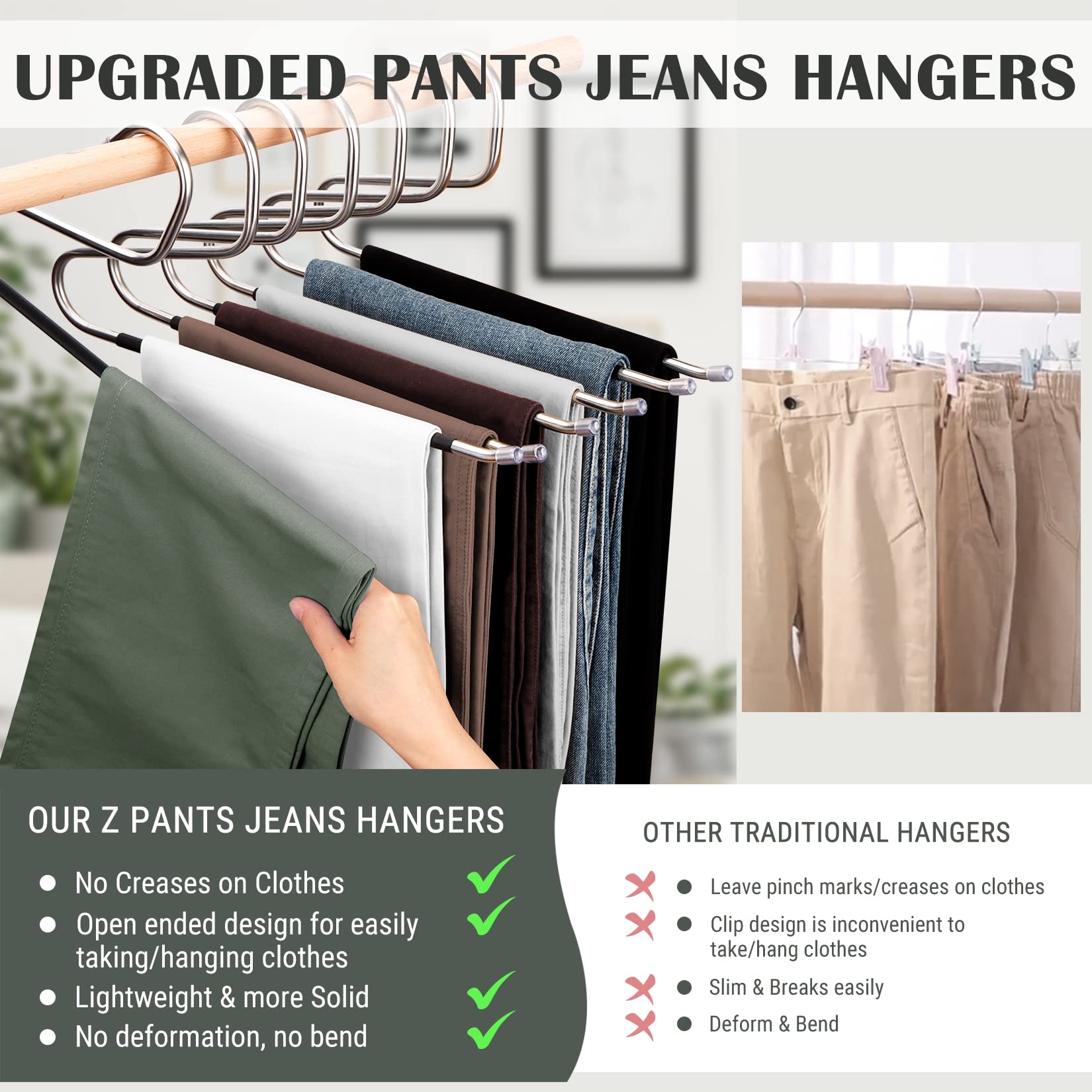 DOIOWN space-saving pants hangers maximize closet space for more outfits