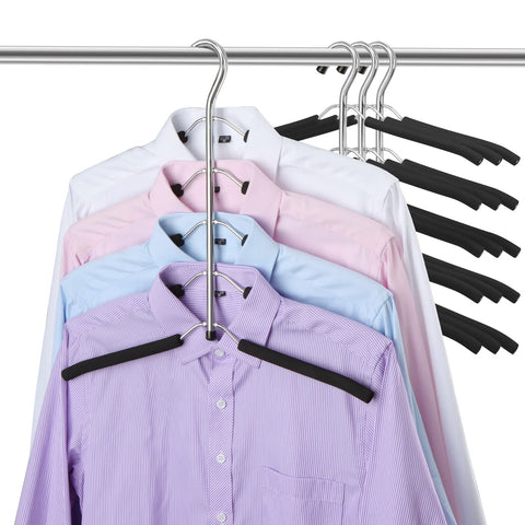 DOIOWN stainless steel blouse hangers with EVA padding prevent slipping.