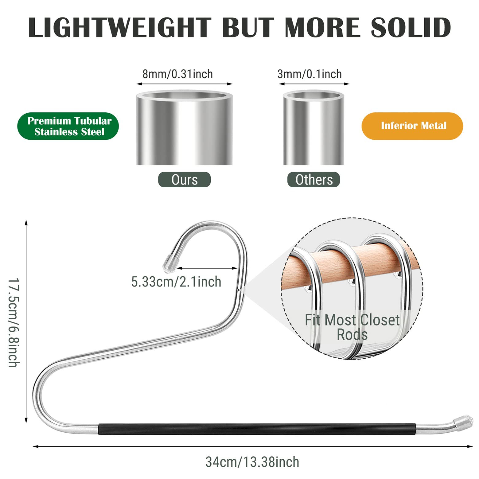 DOIOWN stainless-steel pants hanger offers durable, rust-resistant support for heavy jeans