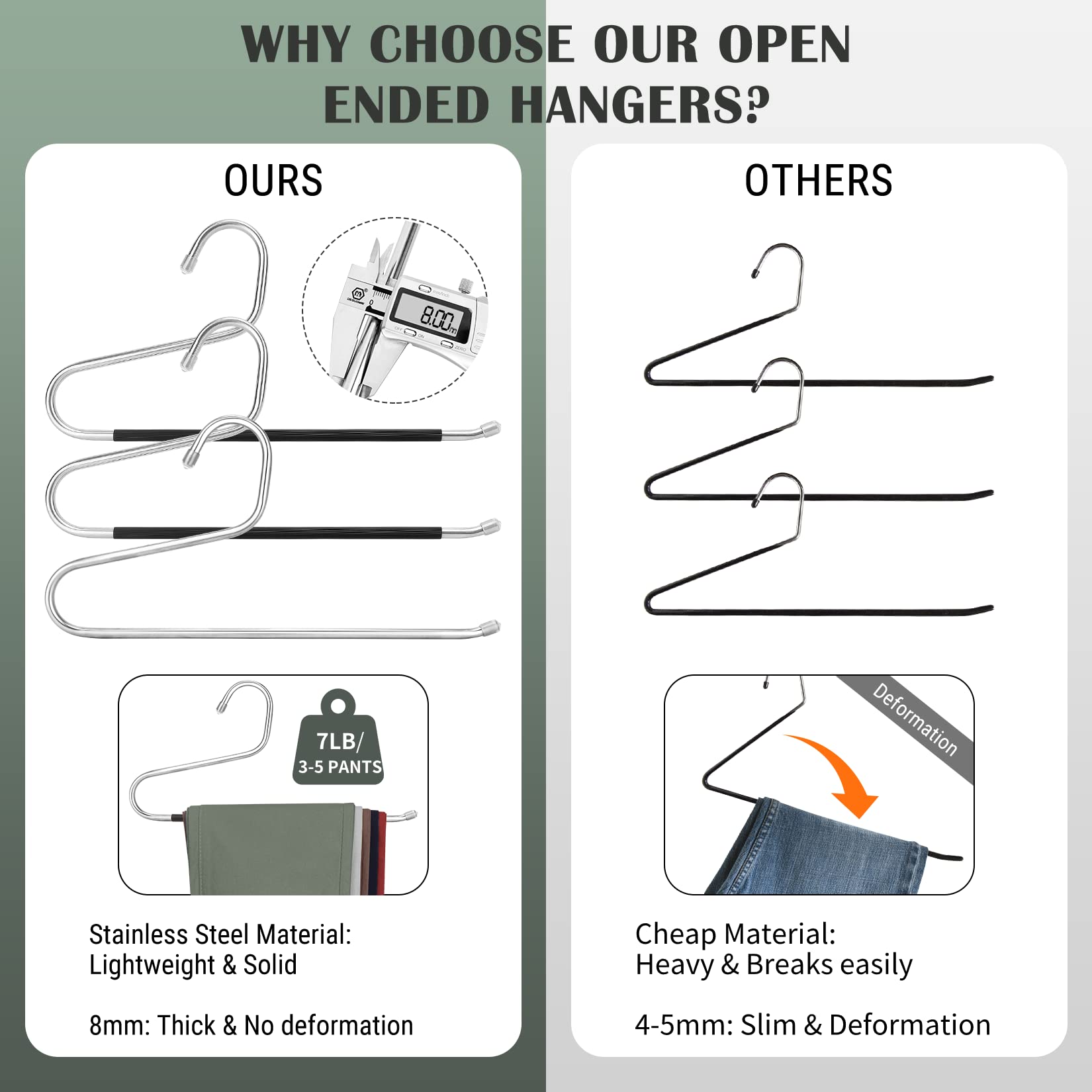 DOIOWN Z-shaped open-ended hanger provides clip-free quick garment access