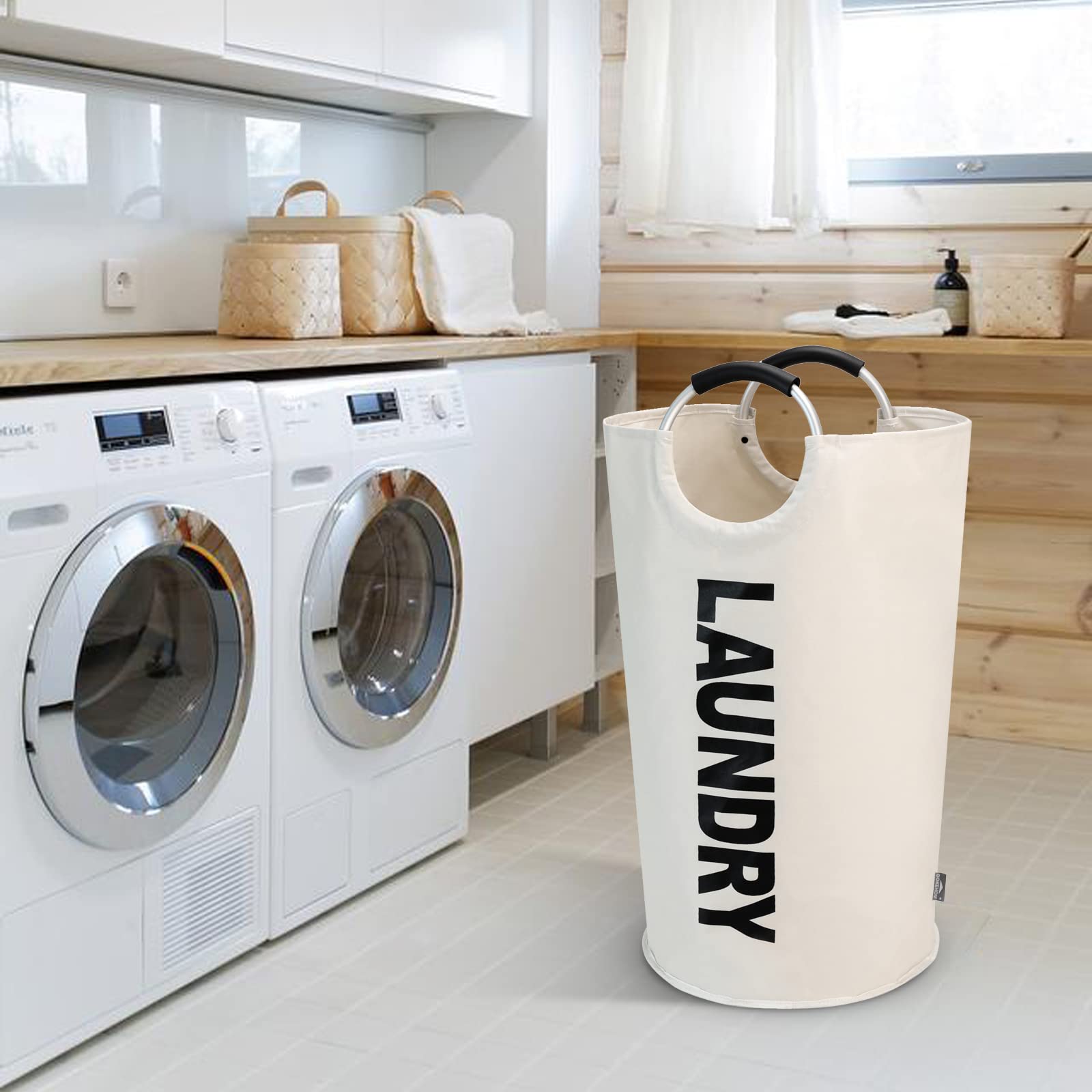 DOKEHOM 125L beige in-use during laundry day