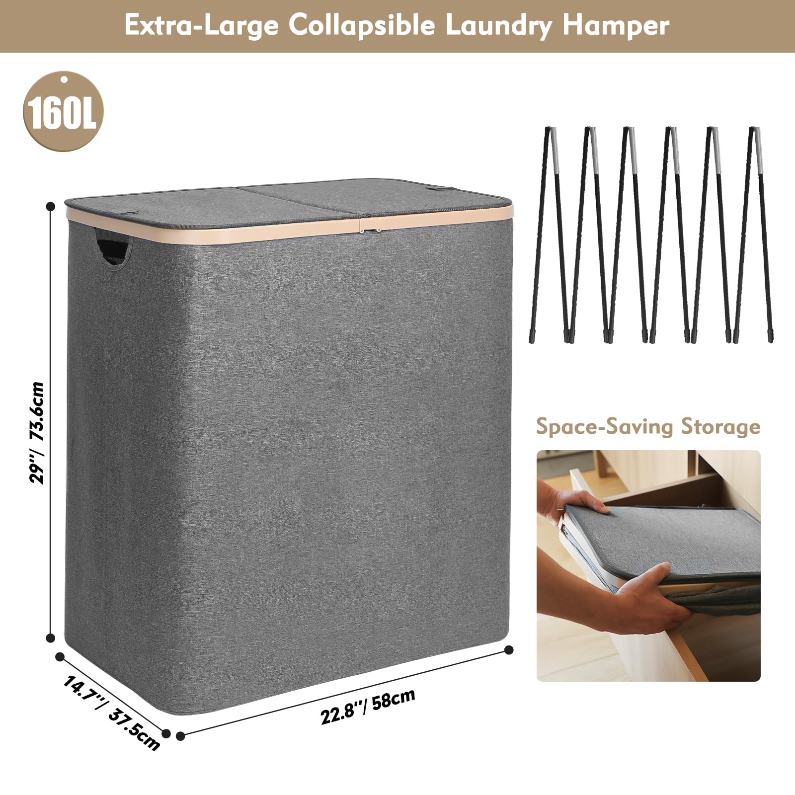 Large 160L capacity supports multiple loads in home laundry