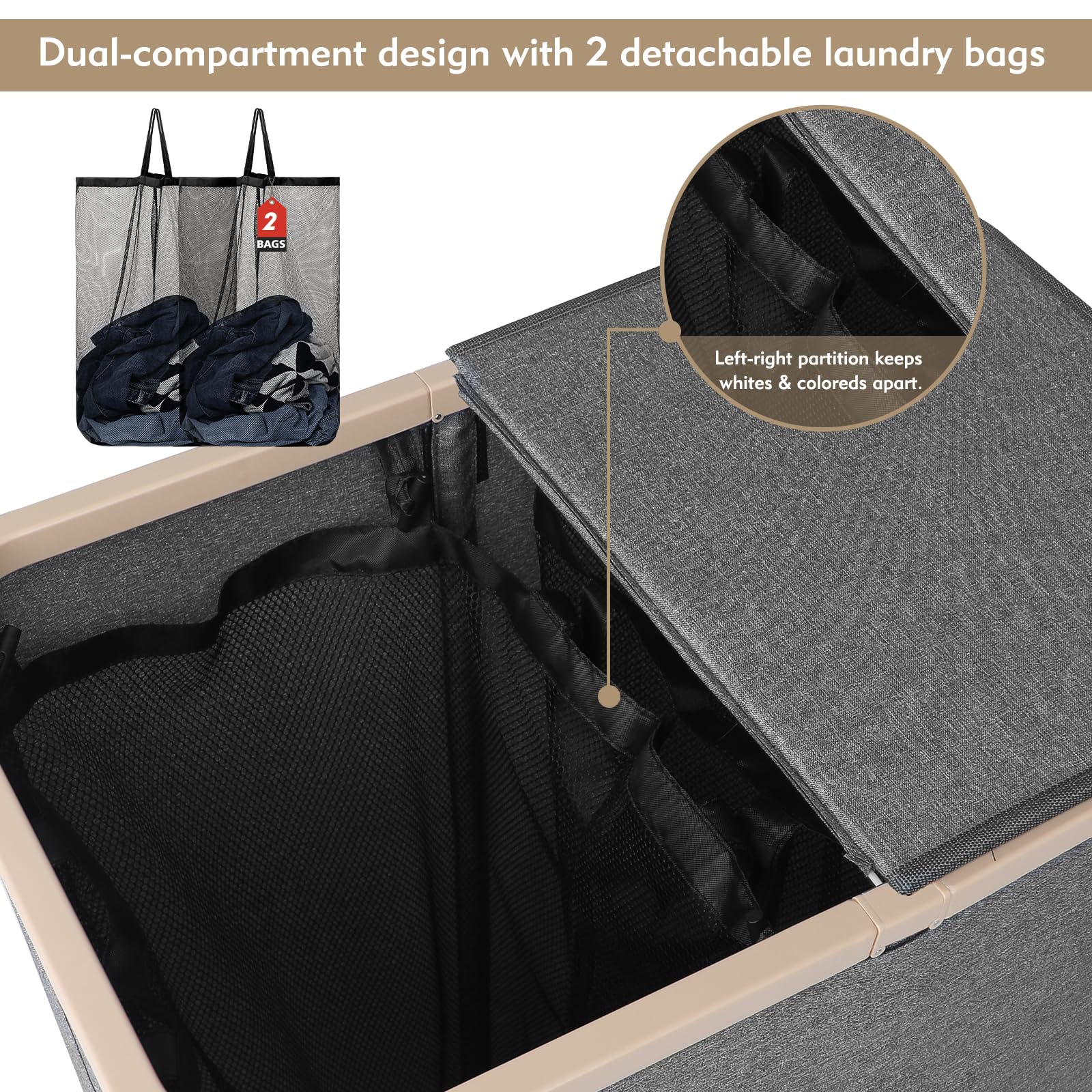 Sturdy ABS frame helps basket hold shape over time