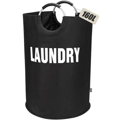 DOKEHOM 160L XXL laundry basket with aluminum handle for easy carrying.