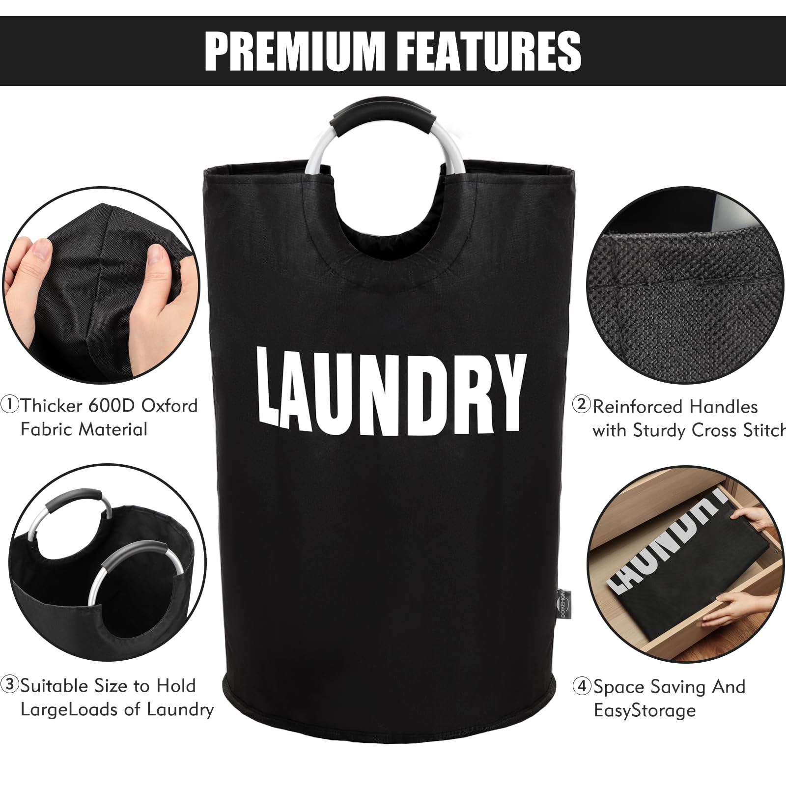 DOKEHOM 160L XXL basket ideal for closets, offices, and dorms.