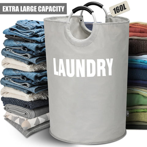 DOKEHOM 160L hamper shown with dimensions for closet or table placement.