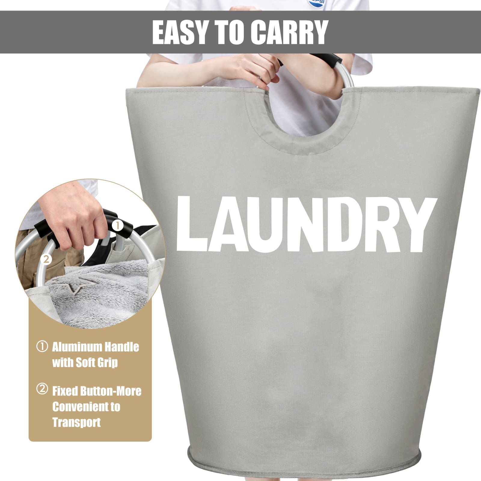 DOKEHOM gray 160L size is shown with height and capacity for large laundry loads.