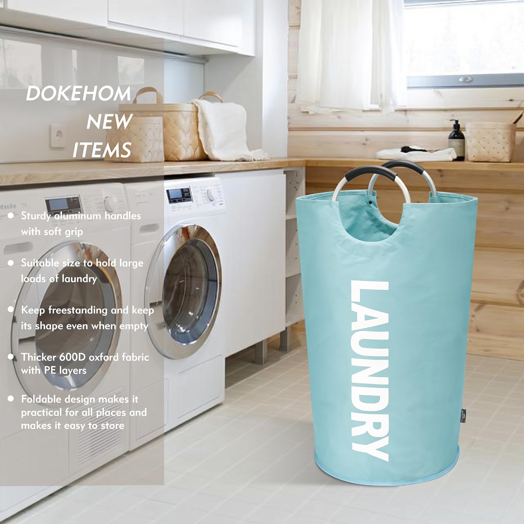 DOKEHOM basket with soft grip aluminum handle for easy transport