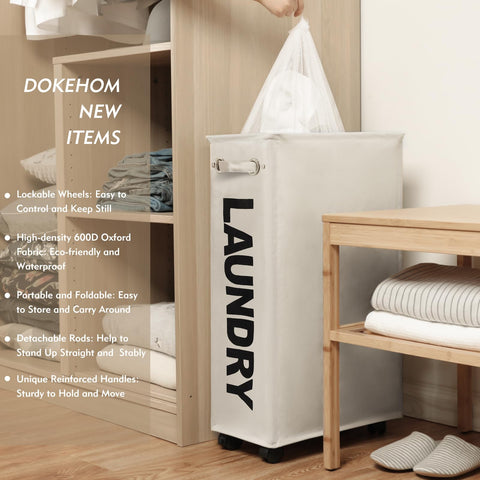 DOKEHOM narrow-space hamper designed for tight corners and a 70L capacity.
