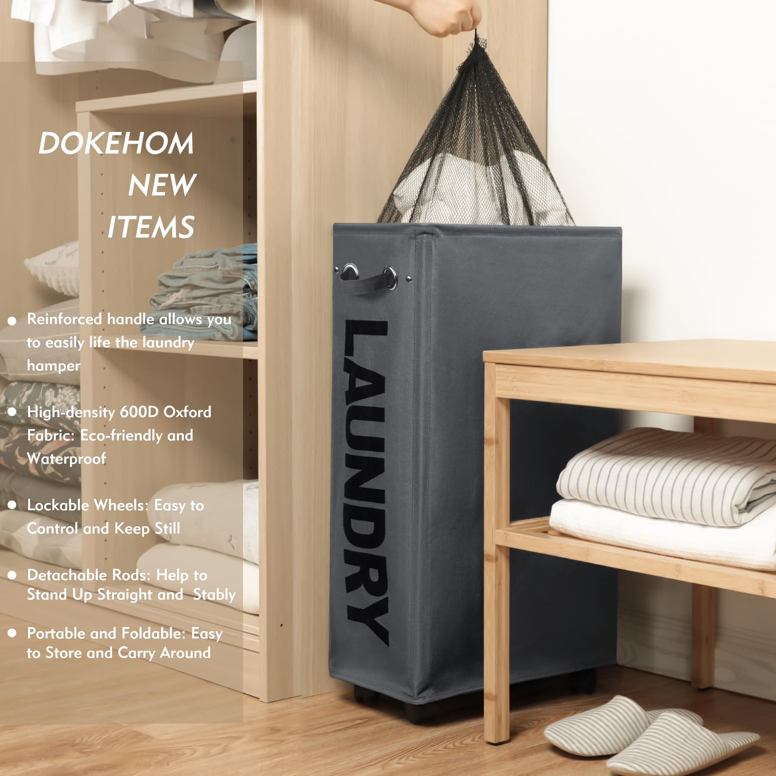 DOKEHOM removable mesh wash bag for quick cleaning and transfer.