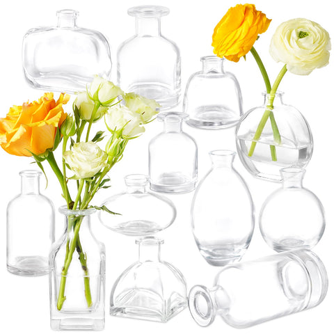 DOLEEYAE bud vases set with 12 unique shapes for versatile centerpieces