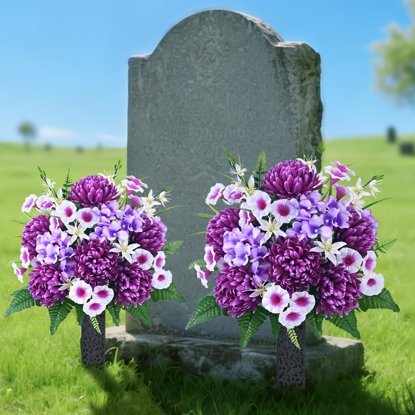 Dolicer 27-inch bouquet height provides ample tombstone coverage