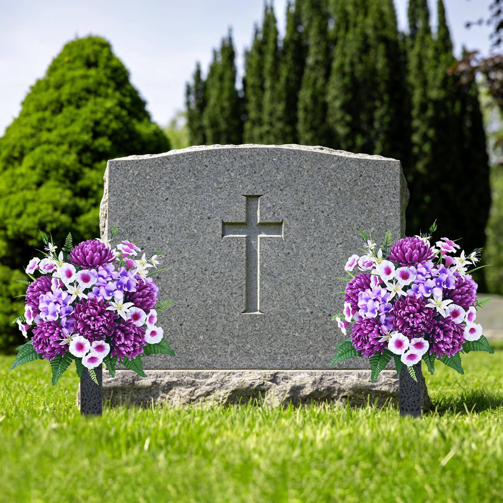 Dolicer wind-resistance feature ensures stable grave display