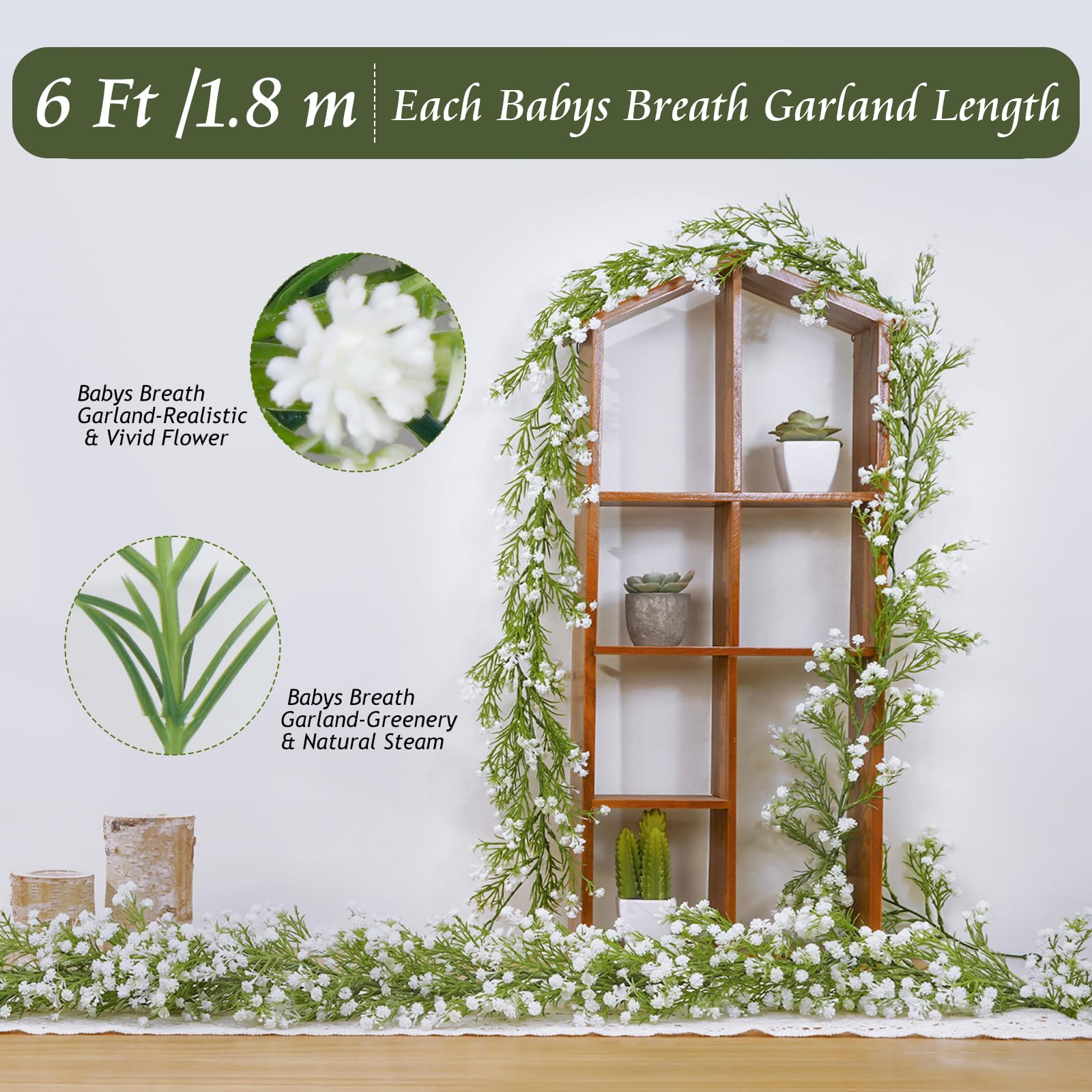 Dolicer baby breath vines hanging decoration for ceremonies and homes