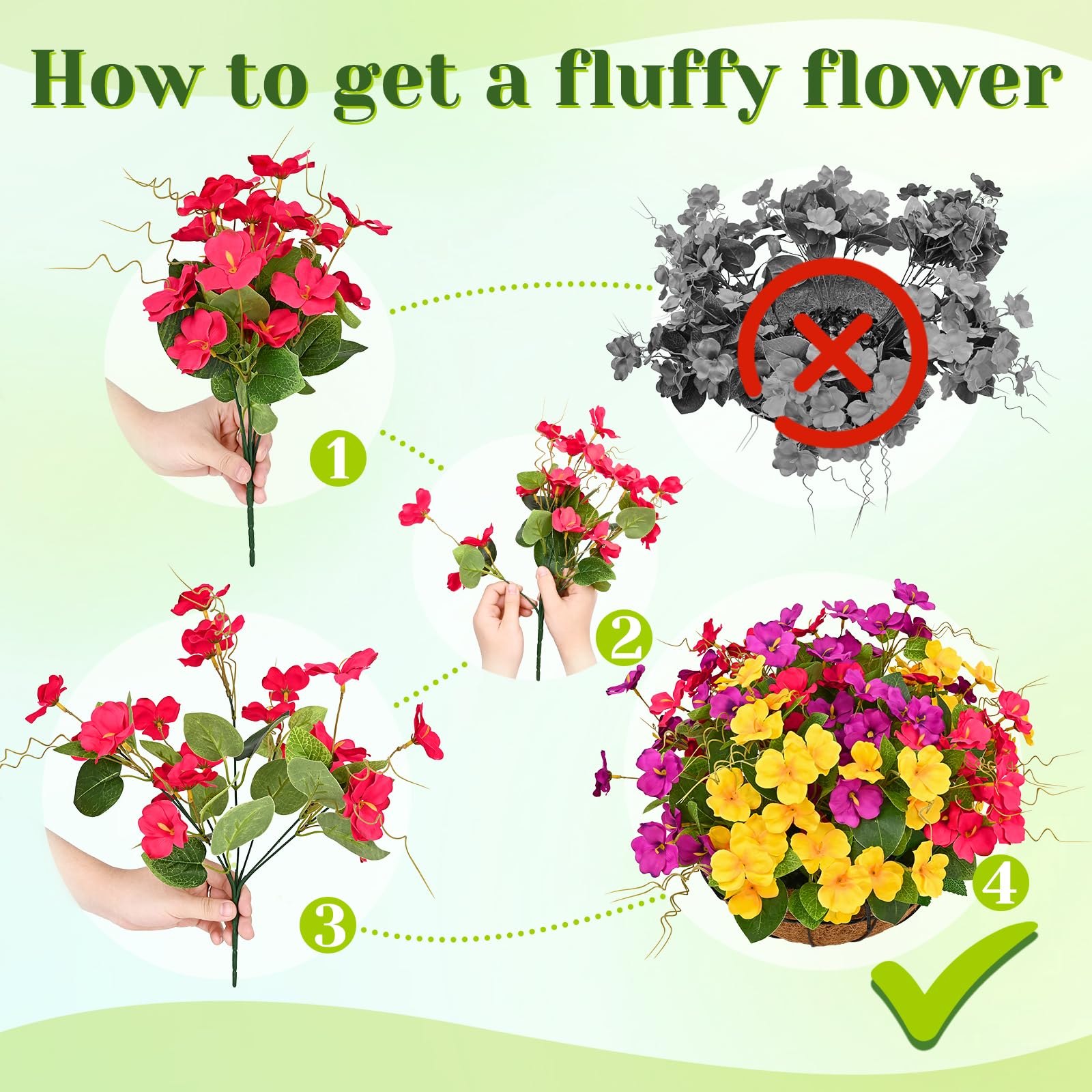 Dolicer colorful bloom heads outdoors bring lifelike, eye-catching appeal.